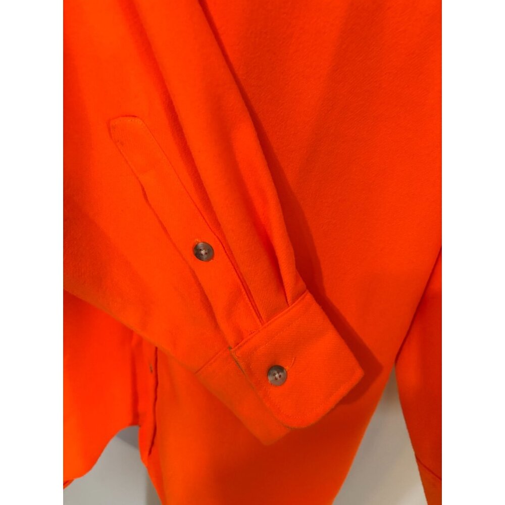 Cabelas Mens Flannel Shirt Bright Orange Hunting Heavyweight Outdoors Large Tall - Picture 6 of 11